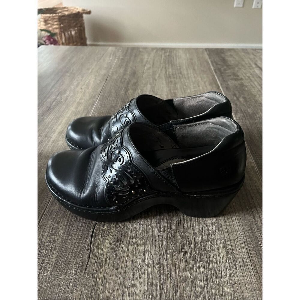 Ariat Clogs Mules 6.5 B Tambour Black Leather Cutout Studded Career Shoes Comfor